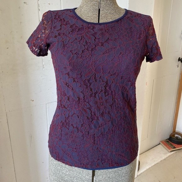 Truly Poppy Stitch Fix Lace Overlay Top Blouse - Picture 4 of 14